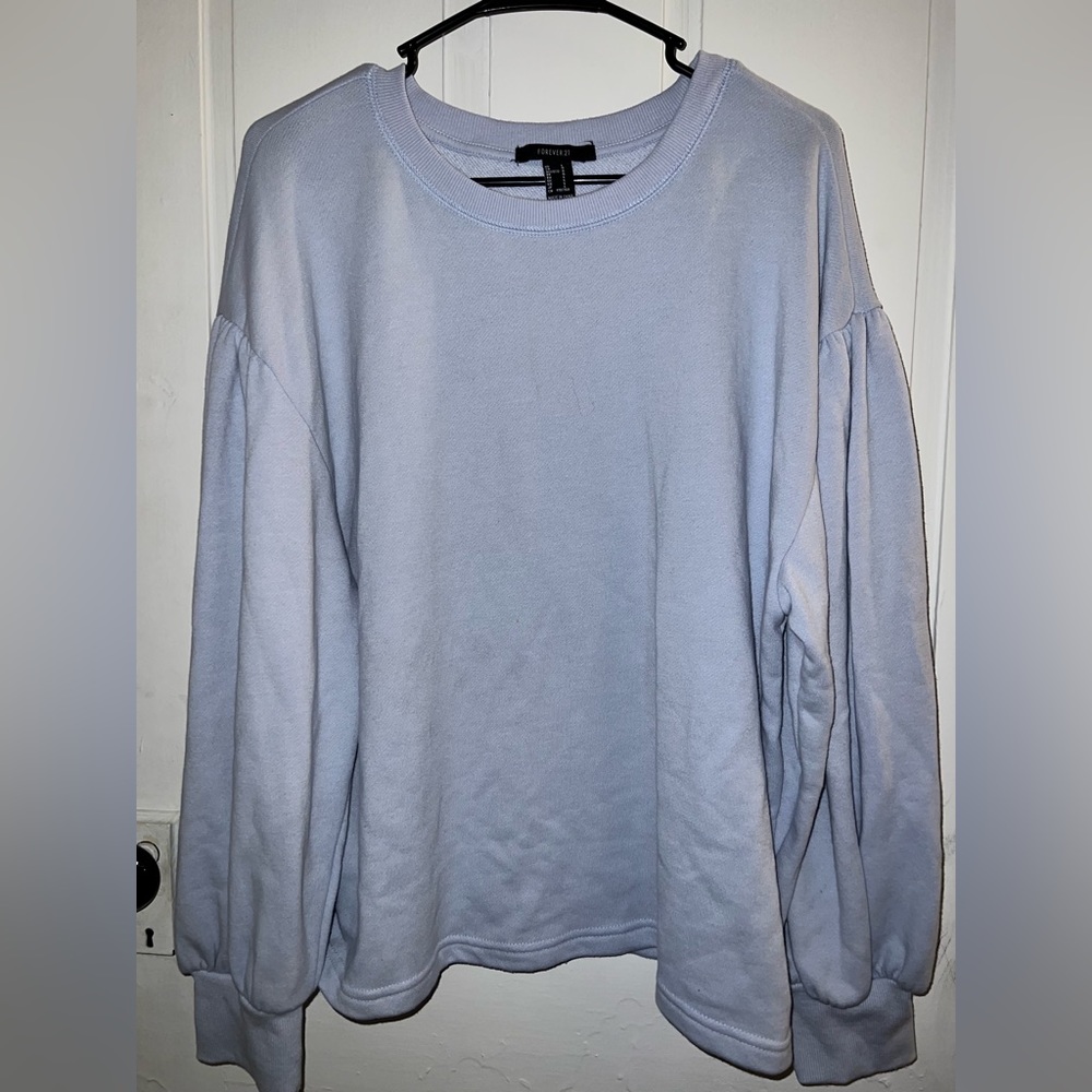Large Forever 21 Light Blue Crew Neck